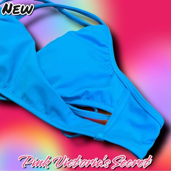 Preowned Victoria’s Secret PINK Blue Triangle Bikini Top – Size S - Picture 5 of 10